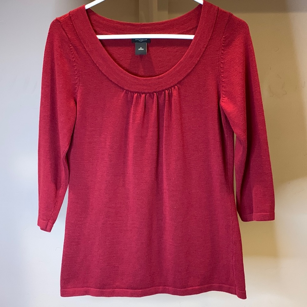 Ann Taylor Red Knit Sweater Top